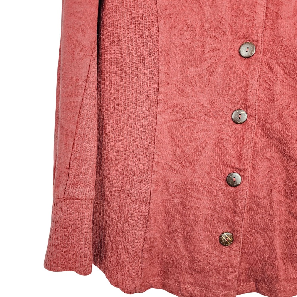 Soft Surroundings Women's Textured Button Front Blazer Coral Pink OrangeSize 10 - Picture 2 of 10